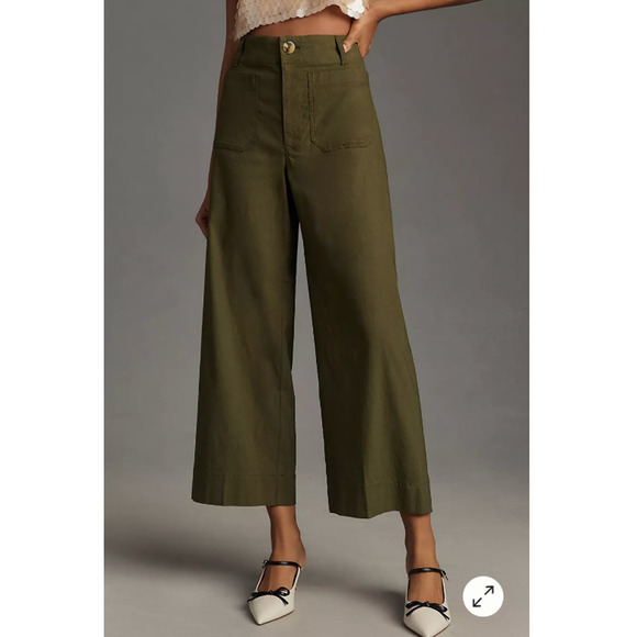 Anthropologie The Colette Cropped Wide-Leg Pants by Maeve 29 - Picture 1 of 6